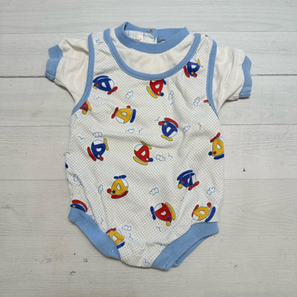 Vintage Health-Tex baby boys vintage helicopter bodysuit 9‎ months